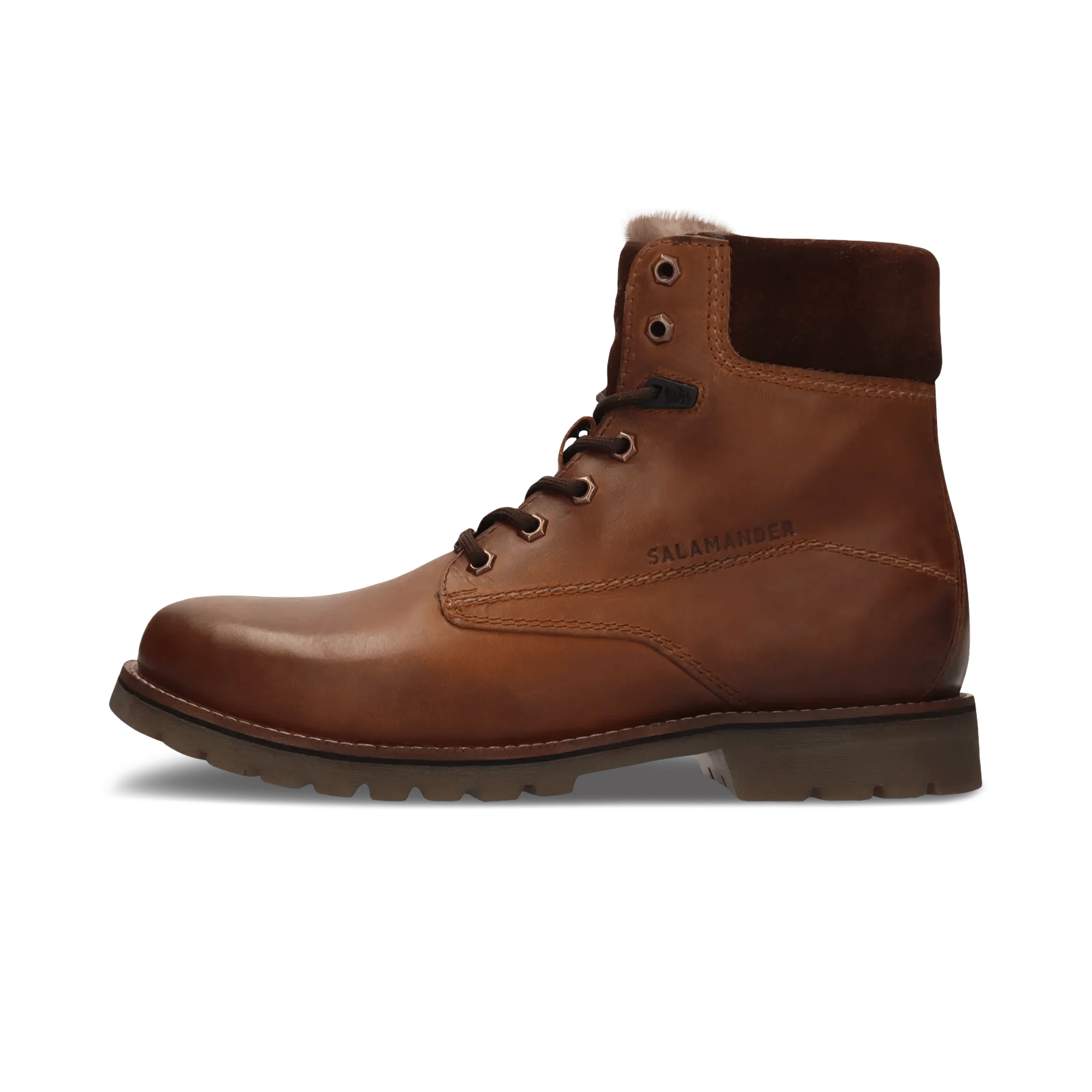 Leder Schnürstiefel Cognac