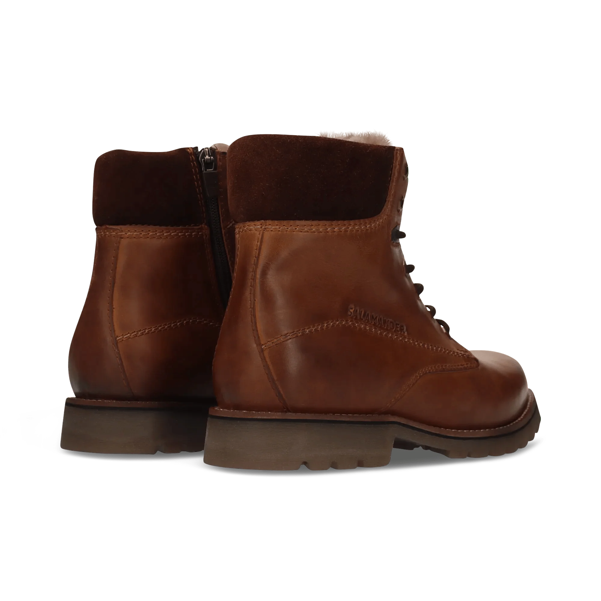 Leder Schnürstiefel Cognac - Image 4