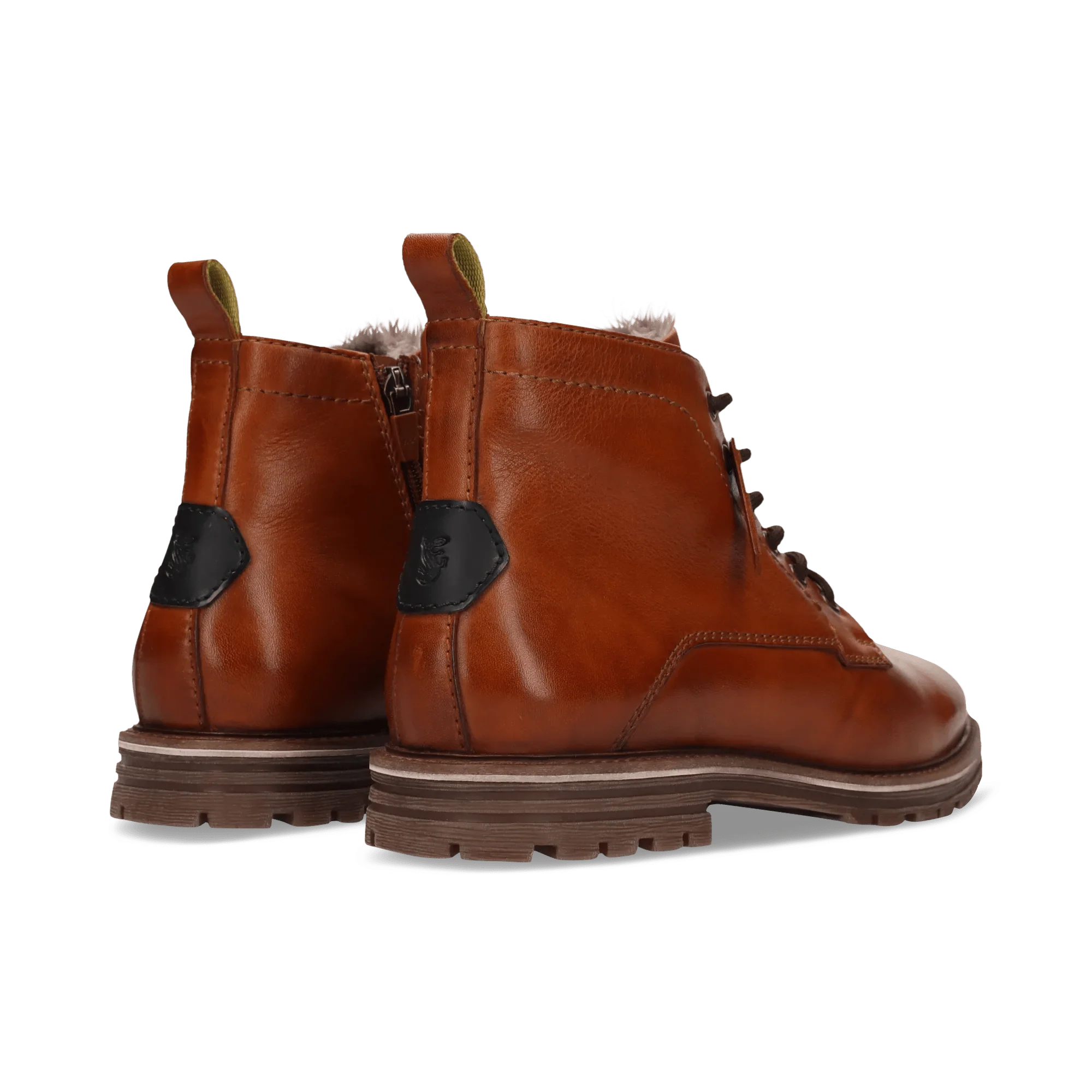 Leder Schnürstiefel Cognac - Image 4
