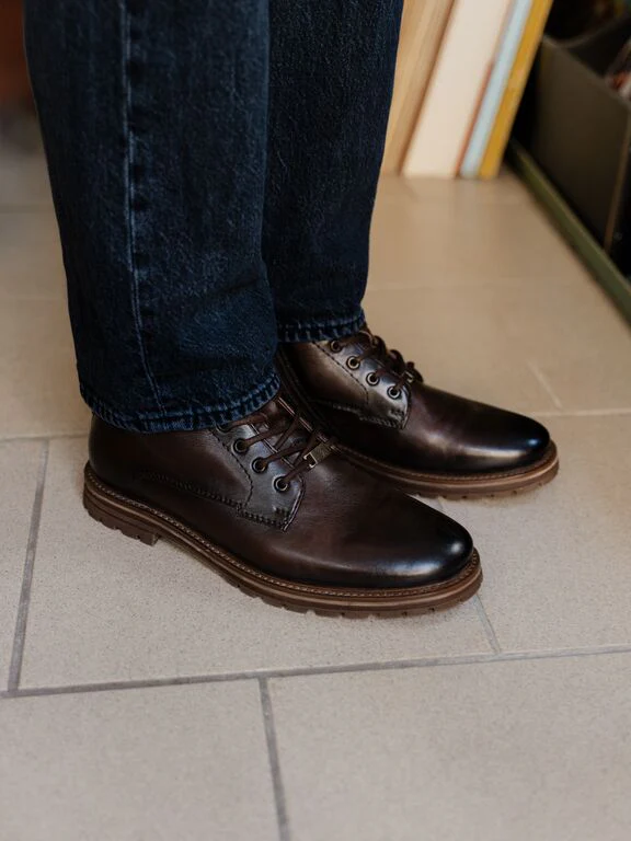 Leder Schnürstiefel Dunkelbraun - Image 6