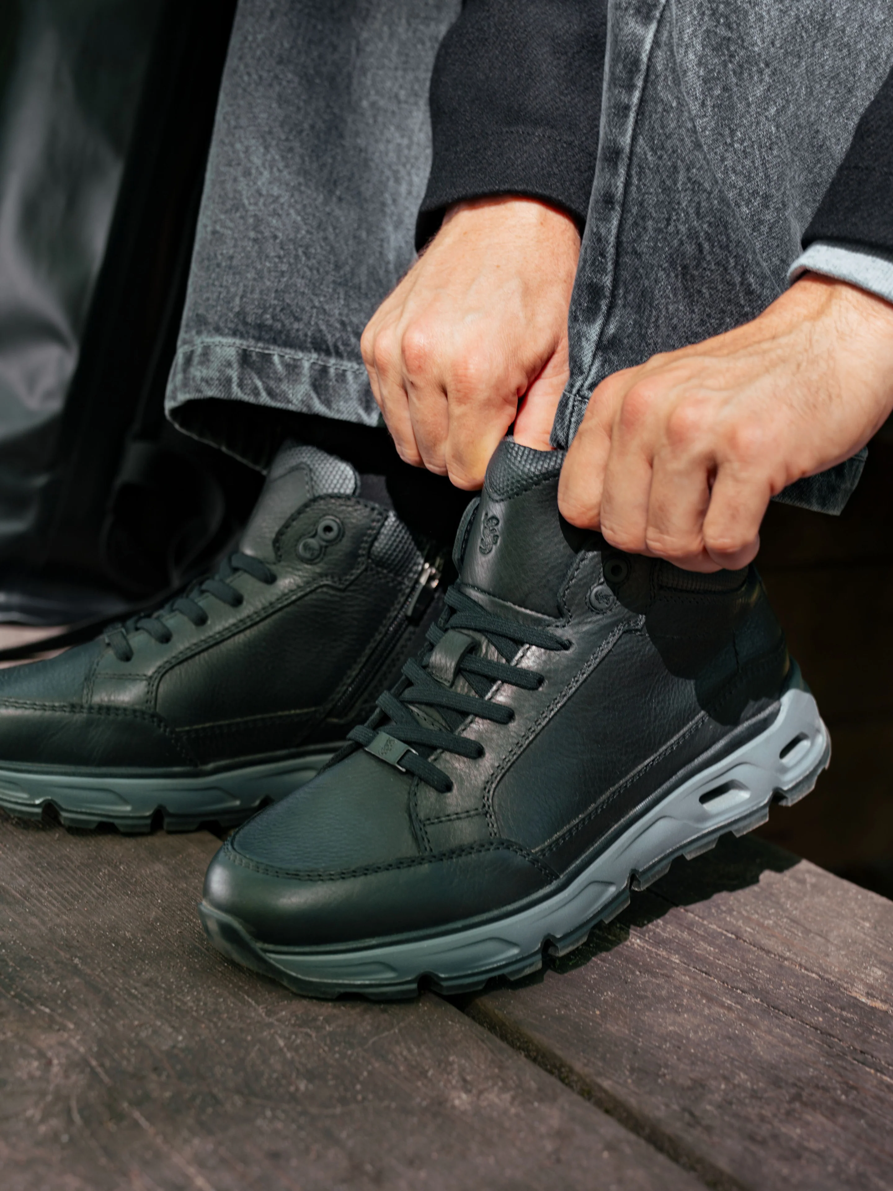Leder Schnürstiefel Schwarz - Image 3
