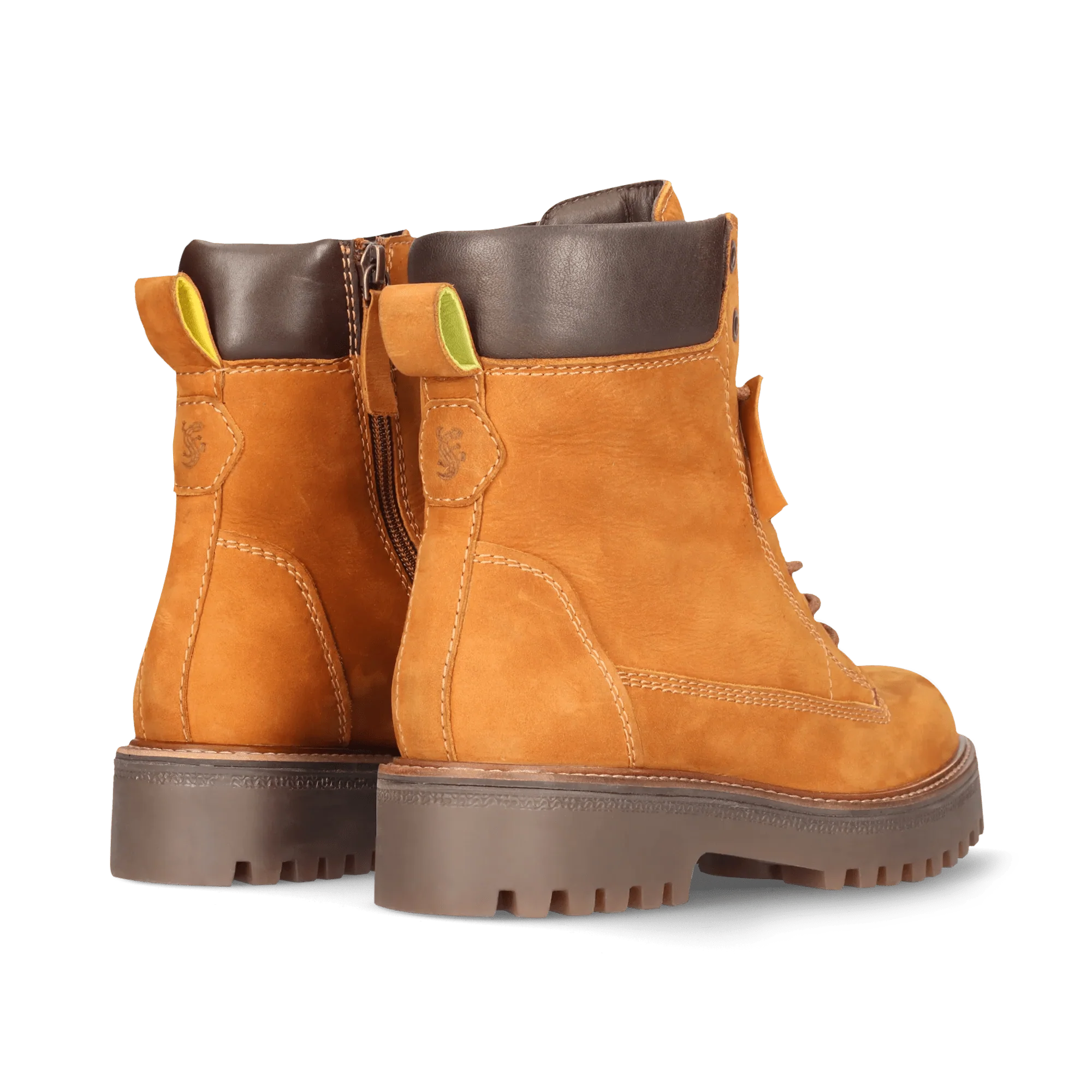 Leder Schnürstiefelette Cognac/Dunkelbraun - Image 4