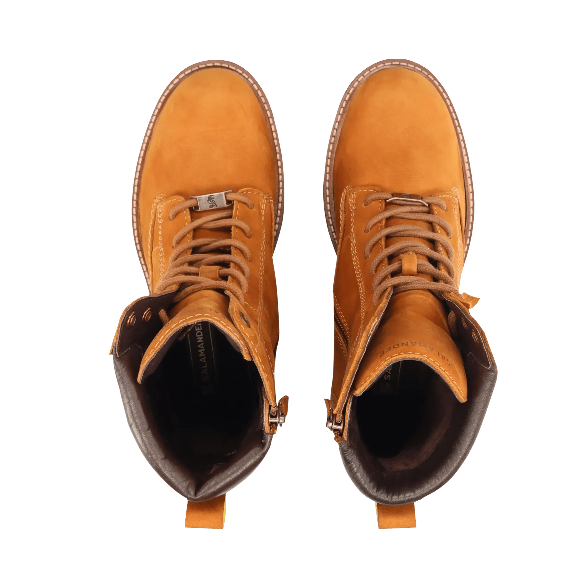 Leder Schnürstiefelette Cognac/Dunkelbraun - Image 6