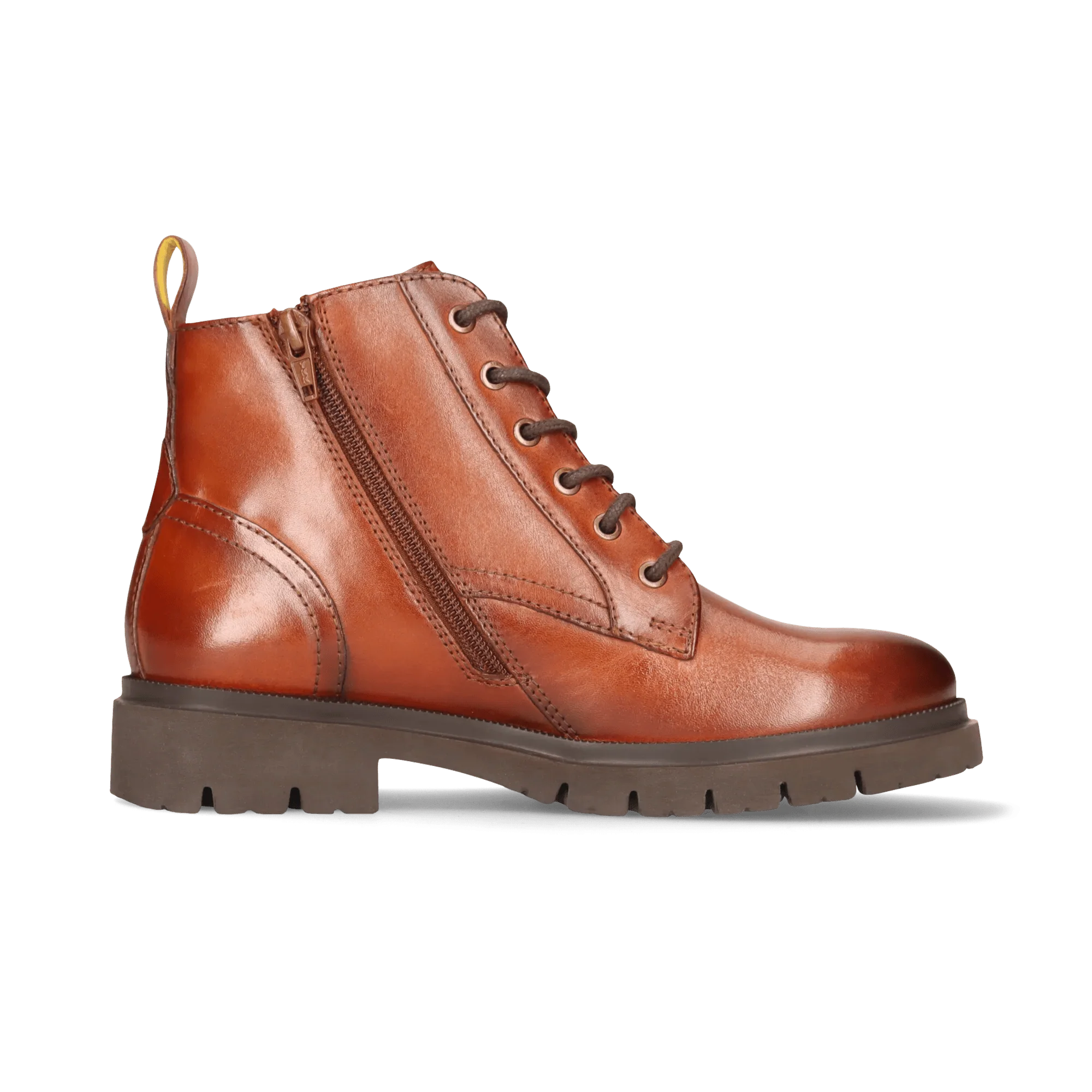 Leder Schnürstiefelette Cognac - Image 3