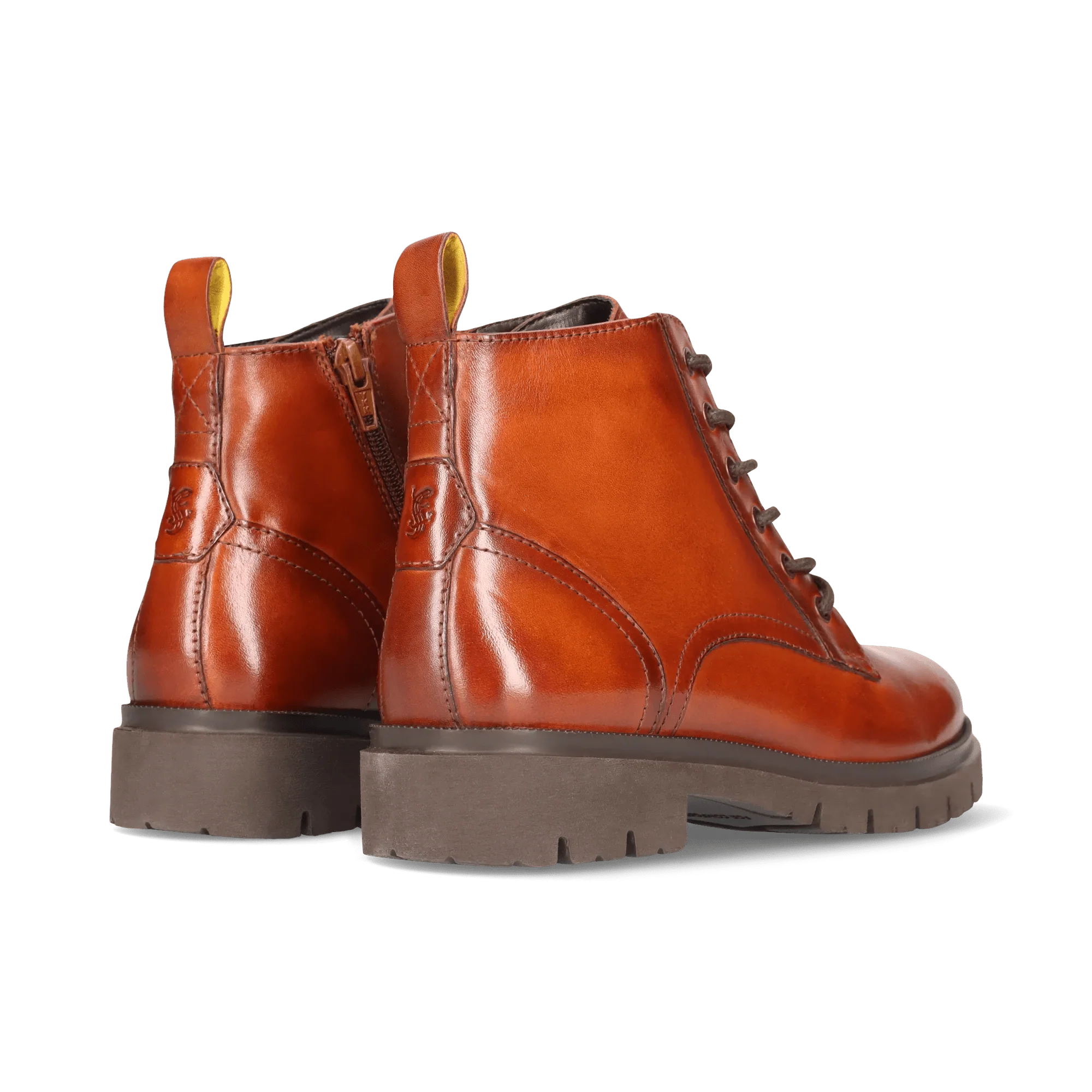Leder Schnürstiefelette Cognac - Image 4