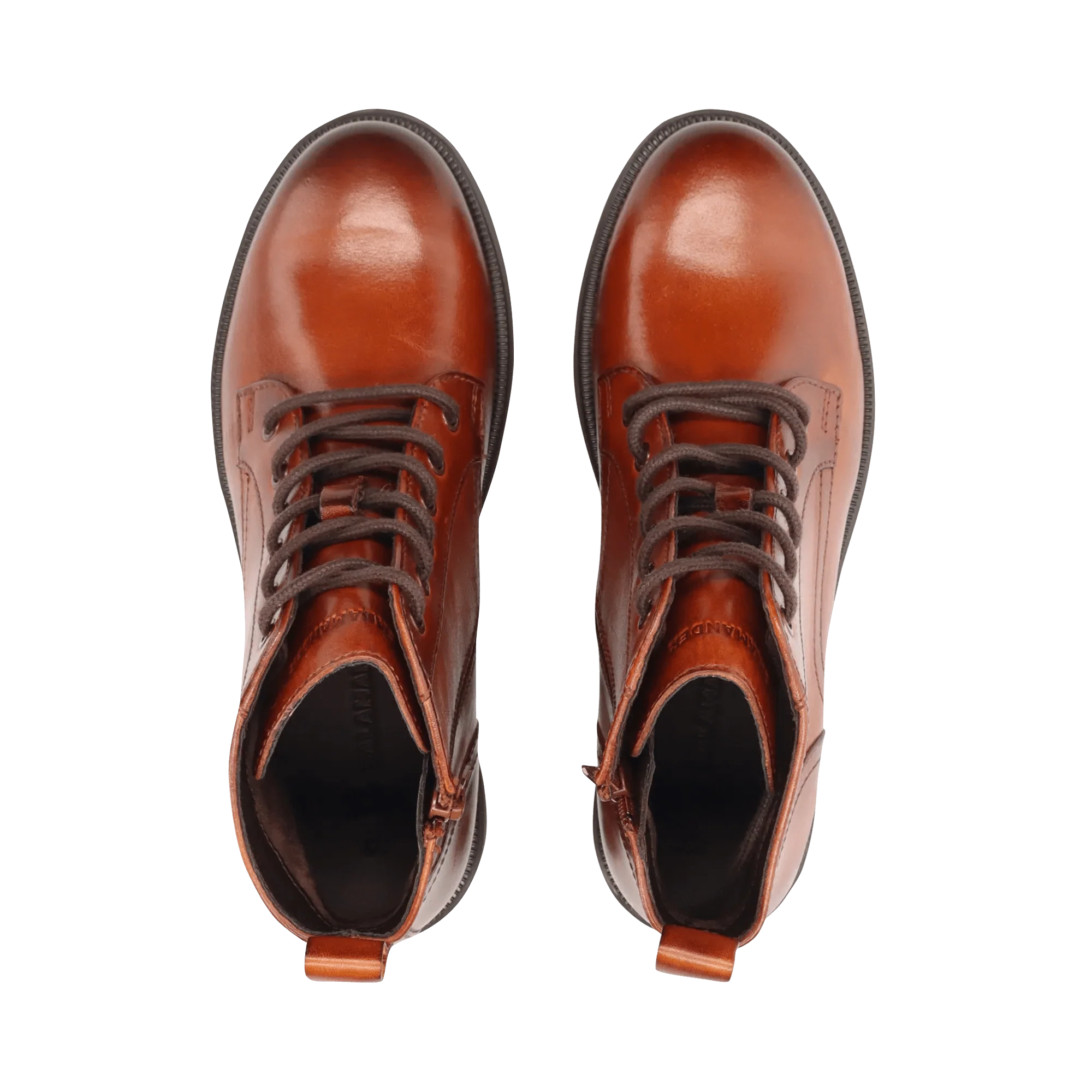 Leder Schnürstiefelette Cognac - Image 6