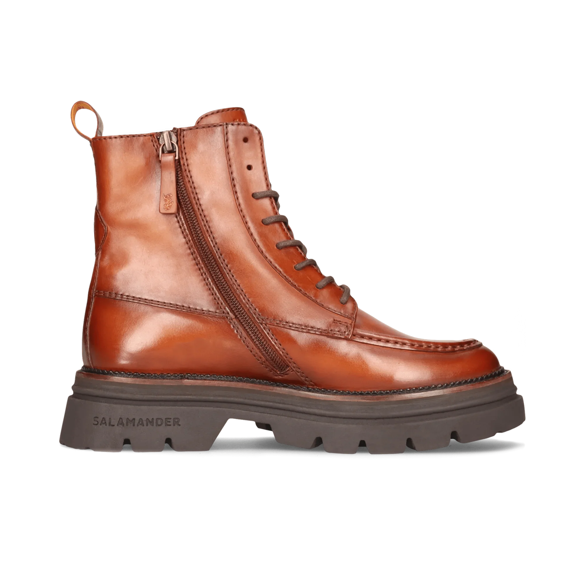 Leder Schnürstiefelette Cognac - Image 3