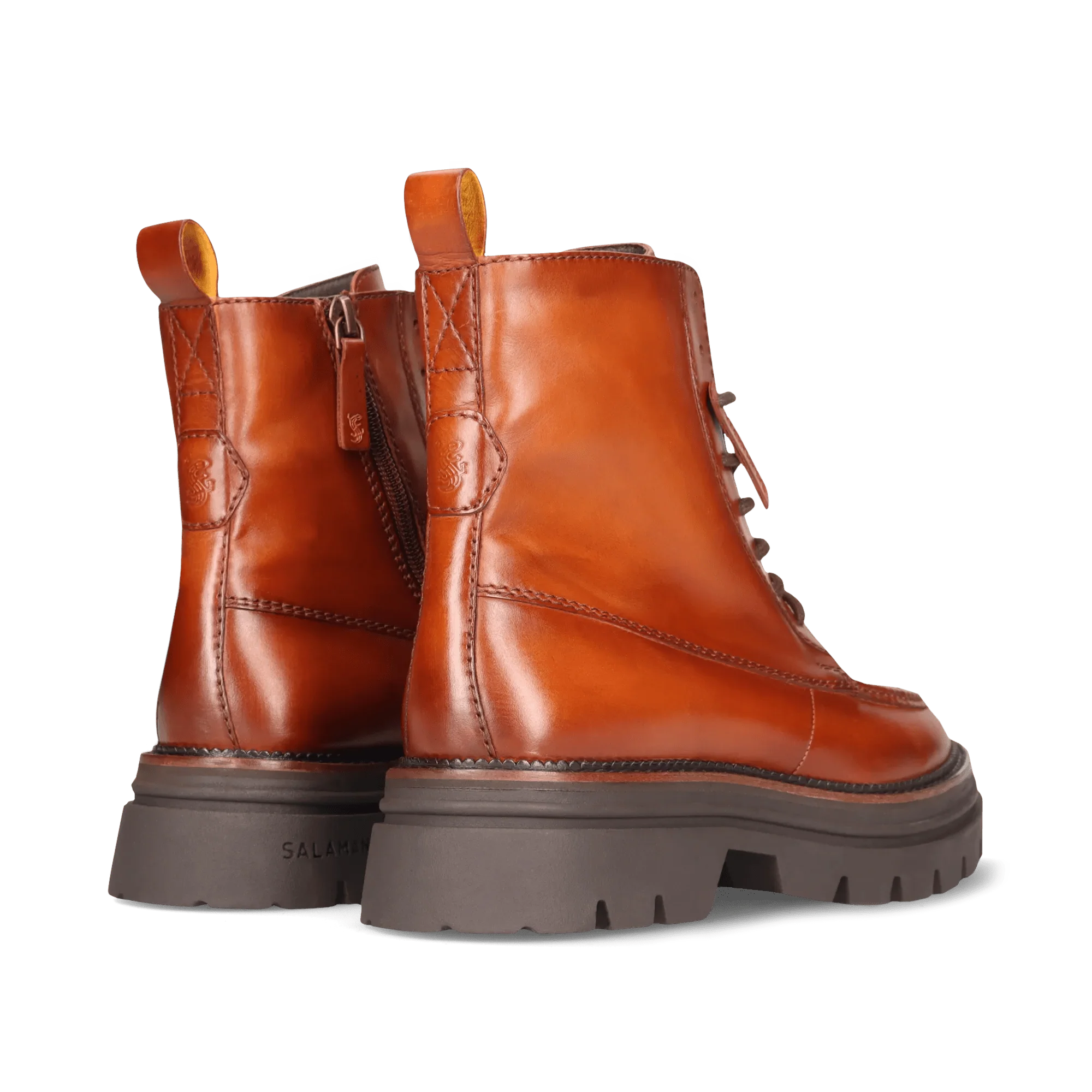 Leder Schnürstiefelette Cognac - Image 4