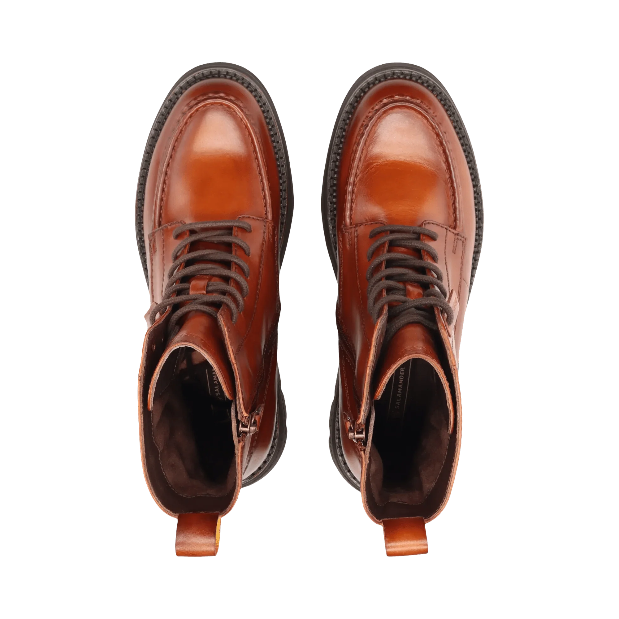 Leder Schnürstiefelette Cognac - Image 6