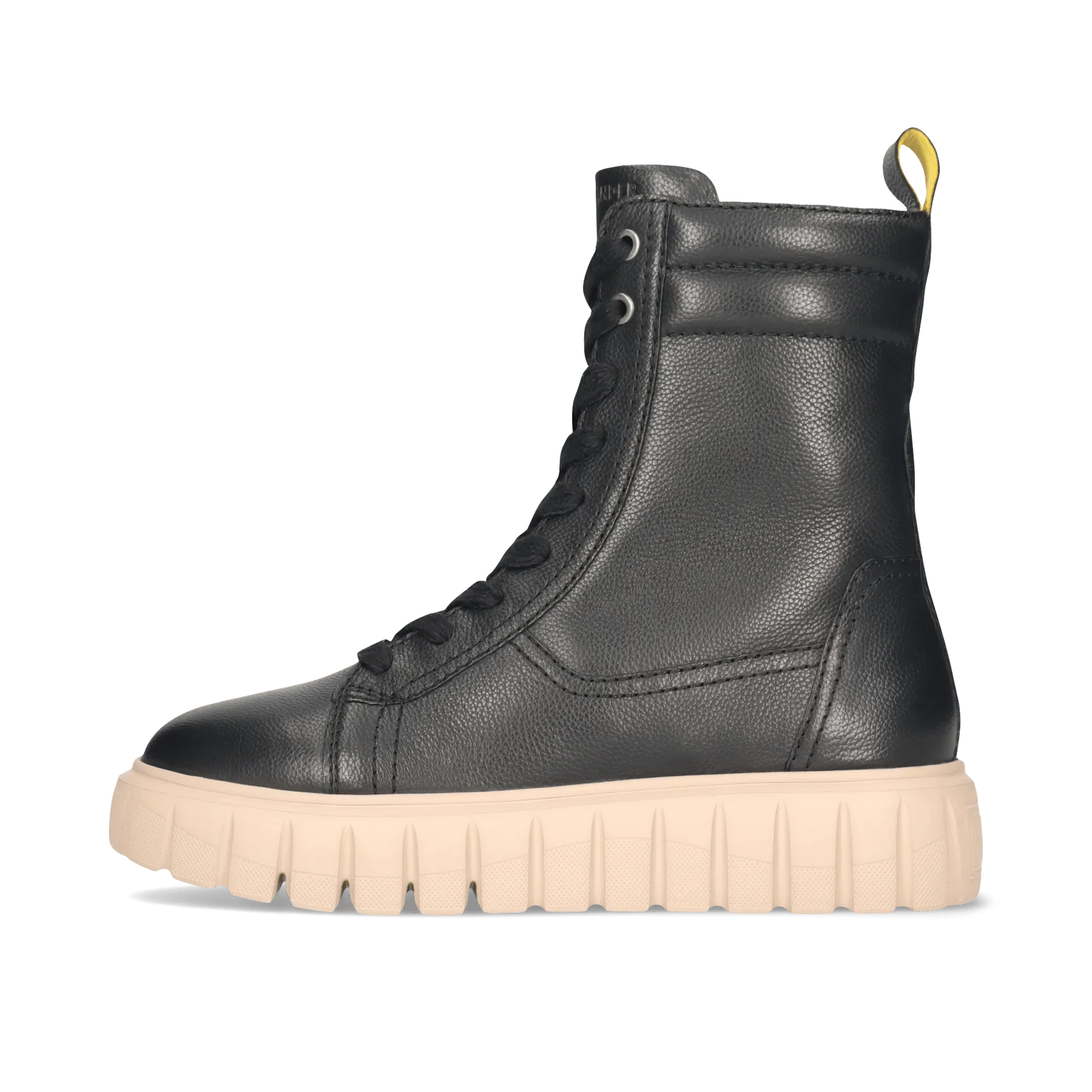 Leder Schnürstiefelette Schwarz