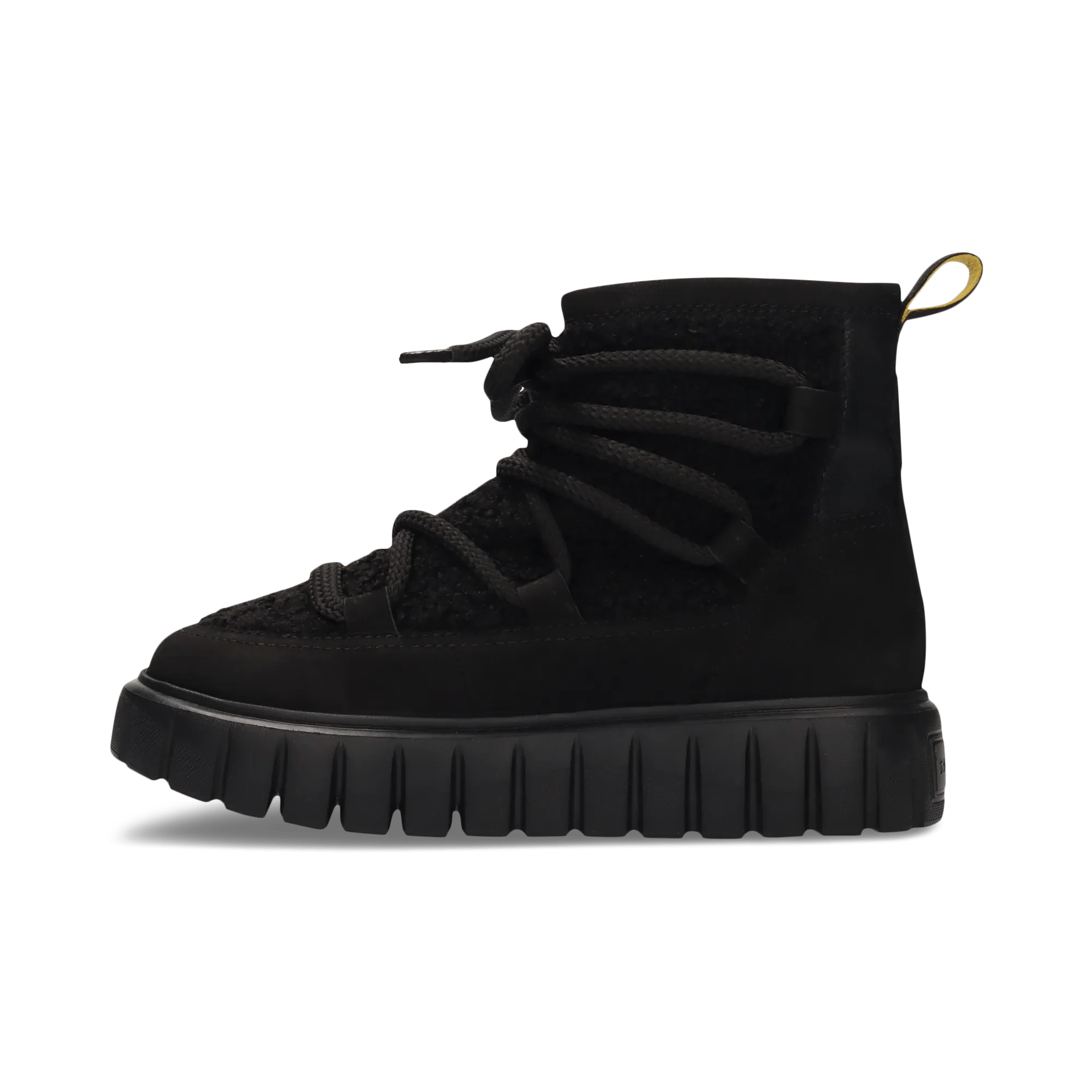 Leder Winterstiefelette Schwarz
